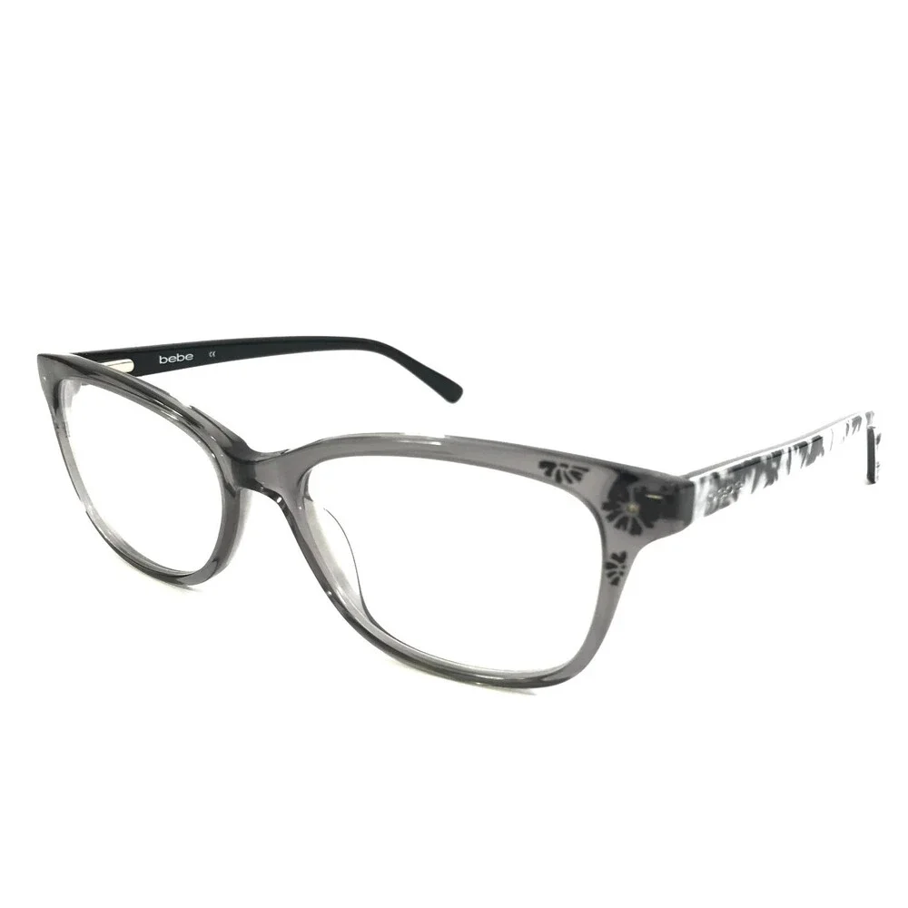 Bebe Eyeglasses Frames BB5163 001 GREY CRYSTAL Black Cat Eye Full Rim 55-17-135